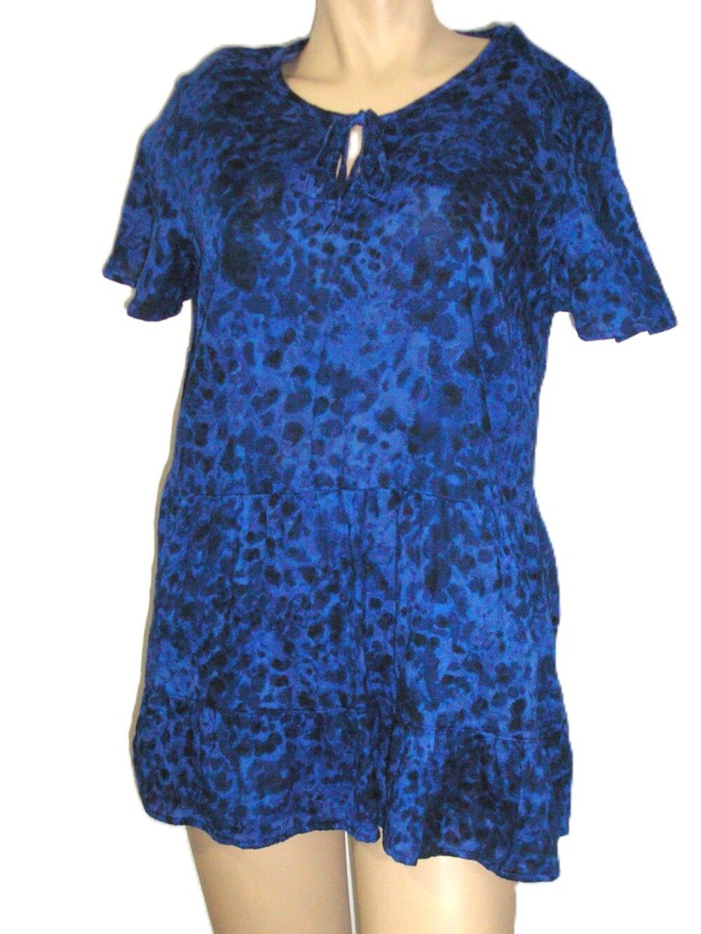 Terra & Sky - Blue Animal Print Tunic Top, Size 1X 16W-18W NEW NWOT